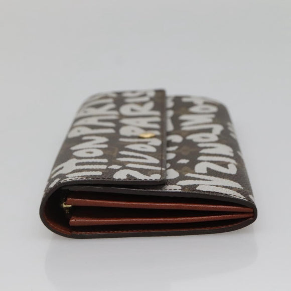 LOUIS VUITTON Monogram Graffiti Porte Monnaie Credit White M92189 LV Auth 139201