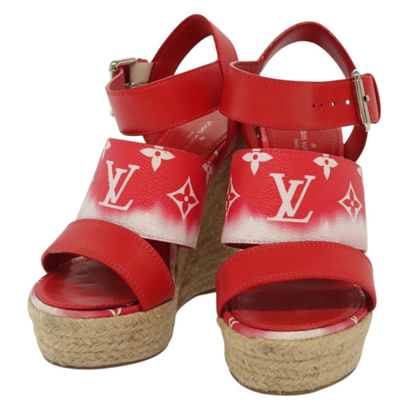 LOUIS VUITTON Monogram Escal Starboard Line Sandals Red LV Auth 139208