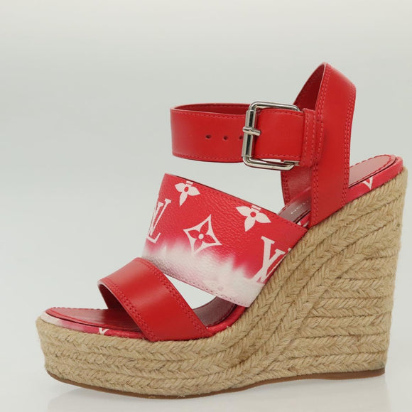 LOUIS VUITTON Monogram Escal Starboard Line Sandals Red LV Auth 139208