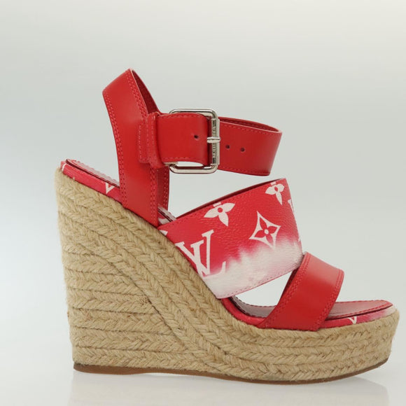 LOUIS VUITTON Monogram Escal Starboard Line Sandals Red LV Auth 139208