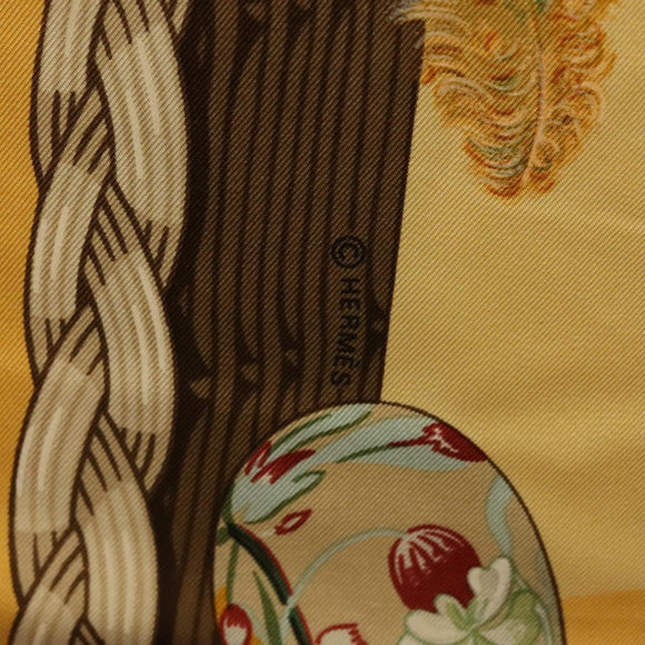 HERMES Carre 90 Scarf ""COUVEE D'HERMES"" Silk Yellow Auth 139210