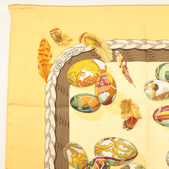 HERMES Carre 90 Scarf ""COUVEE D'HERMES"" Silk Yellow Auth 139210