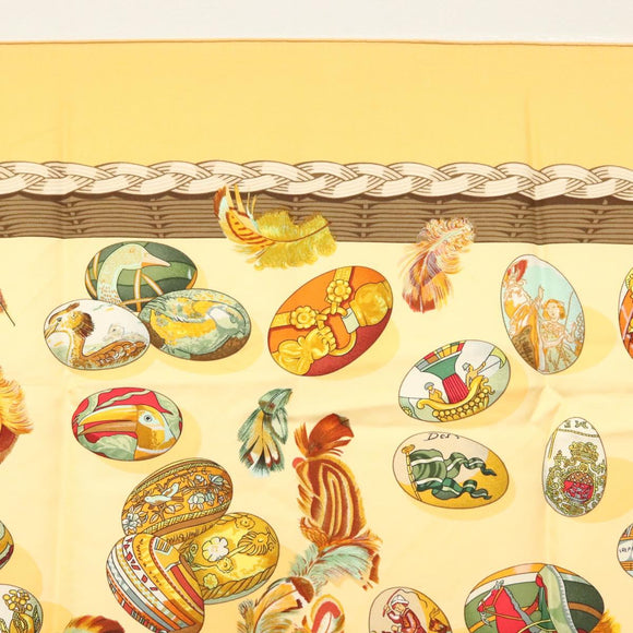 HERMES Carre 90 Scarf ""COUVEE D'HERMES"" Silk Yellow Auth 139210