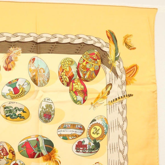 HERMES Carre 90 Scarf ""COUVEE D'HERMES"" Silk Yellow Auth 139210