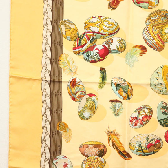 HERMES Carre 90 Scarf ""COUVEE D'HERMES"" Silk Yellow Auth 139210