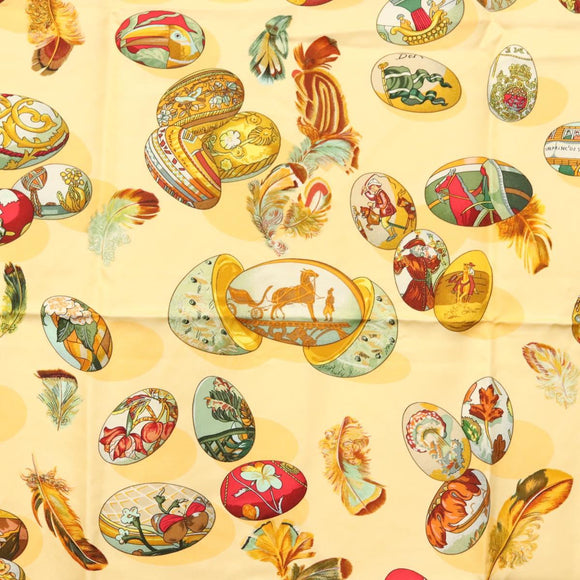 HERMES Carre 90 Scarf ""COUVEE D'HERMES"" Silk Yellow Auth 139210