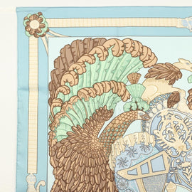 HERMES Carre 90 Scarf ""ARMETS PANACHE"" Silk Blue Auth 139211 - 0