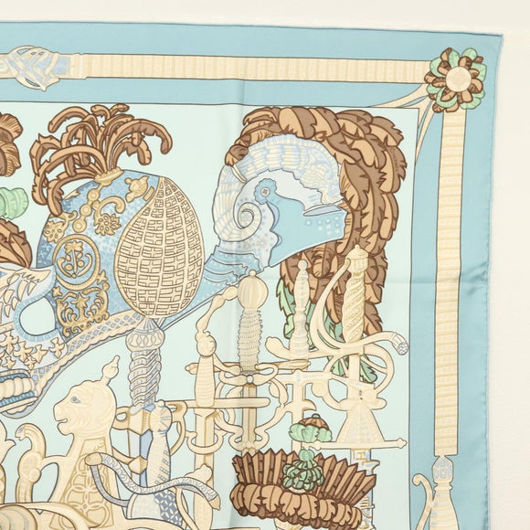HERMES Carre 90 Scarf ""ARMETS PANACHE"" Silk Blue Auth 139211