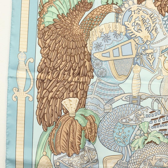 HERMES Carre 90 Scarf ""ARMETS PANACHE"" Silk Blue Auth 139211