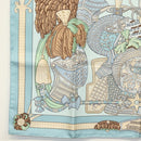 HERMES Carre 90 Scarf ""ARMETS PANACHE"" Silk Blue Auth 139211-8