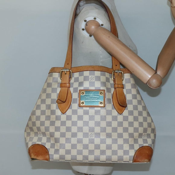 LOUIS VUITTON Damier Azur Hampstead MM Tote Bag N51206 LV Auth 139255