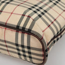 BURBERRY Nova Check Hand Bag Canvas Beige Silver Auth 139256-10