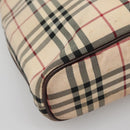 BURBERRY Nova Check Hand Bag Canvas Beige Silver Auth 139256-11