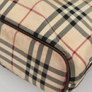 BURBERRY Nova Check Hand Bag Canvas Beige Silver Auth 139256-12