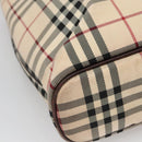 BURBERRY Nova Check Hand Bag Canvas Beige Silver Auth 139256-13