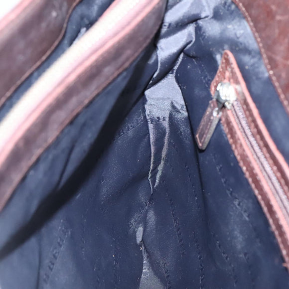 BURBERRY Nova Check Hand Bag Canvas Beige Silver Auth 139256