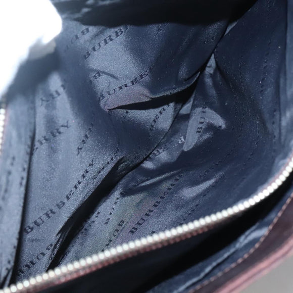 BURBERRY Nova Check Hand Bag Canvas Beige Silver Auth 139256