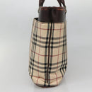 BURBERRY Nova Check Hand Bag Canvas Beige Silver Auth 139256-5
