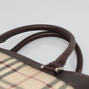 BURBERRY Nova Check Hand Bag Canvas Beige Silver Auth 139256-8