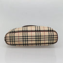 BURBERRY Nova Check Hand Bag Canvas Beige Silver Auth 139256-9
