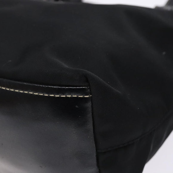 PRADA Tote Bag Nylon Black Silver Auth 139261