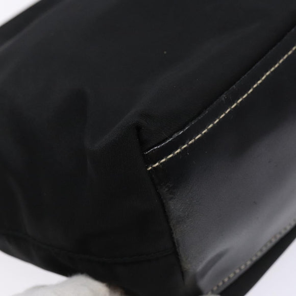 PRADA Tote Bag Nylon Black Silver Auth 139261