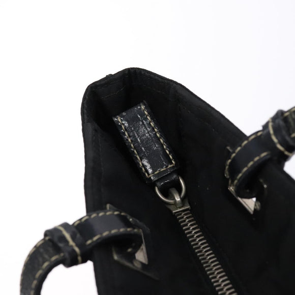 PRADA Tote Bag Nylon Black Silver Auth 139261