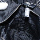 PRADA Tote Bag Nylon Black Silver Auth 139261-21