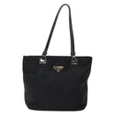PRADA Tote Bag Nylon Black Silver Auth 139261-13