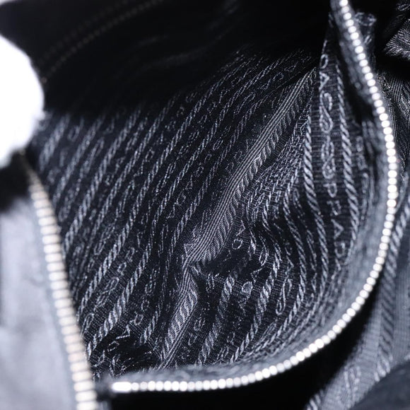 PRADA Tote Bag Nylon Black Silver Auth 139261