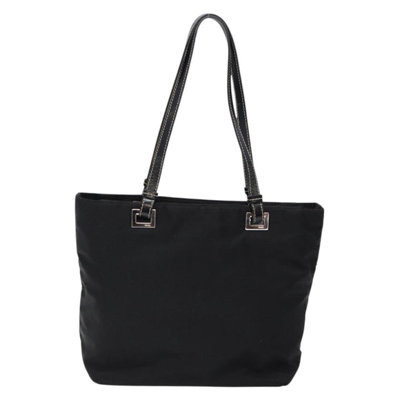 PRADA Tote Bag Nylon Black Silver Auth 139261