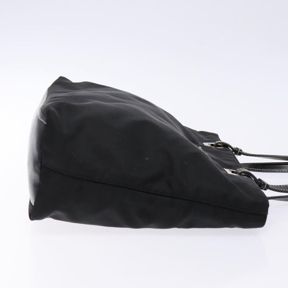 PRADA Tote Bag Nylon Black Silver Auth 139261