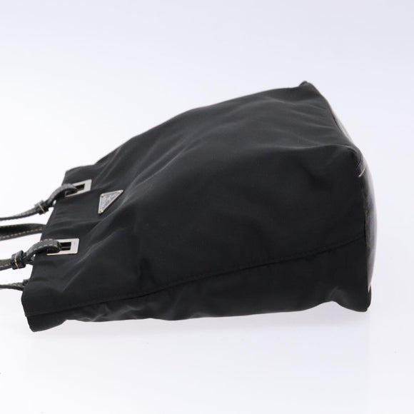 PRADA Tote Bag Nylon Black Silver Auth 139261
