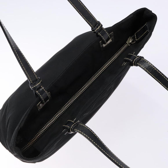 PRADA Tote Bag Nylon Black Silver Auth 139261