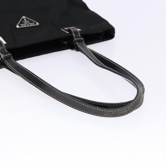 PRADA Tote Bag Nylon Black Silver Auth 139261