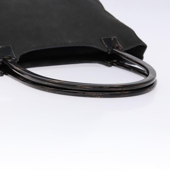 PRADA Tote Bag Suede Gray Silver Auth 139262