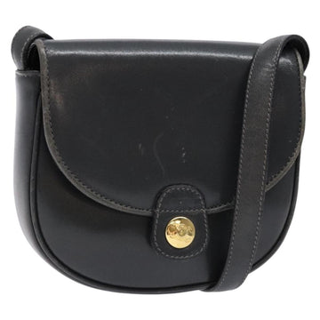 CELINE Shoulder Bag Leather Gray Gold Auth 139263