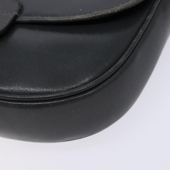 CELINE Shoulder Bag Leather Gray Gold Auth 139263