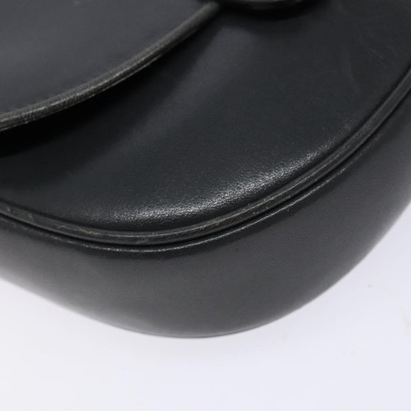 CELINE Shoulder Bag Leather Gray Gold Auth 139263