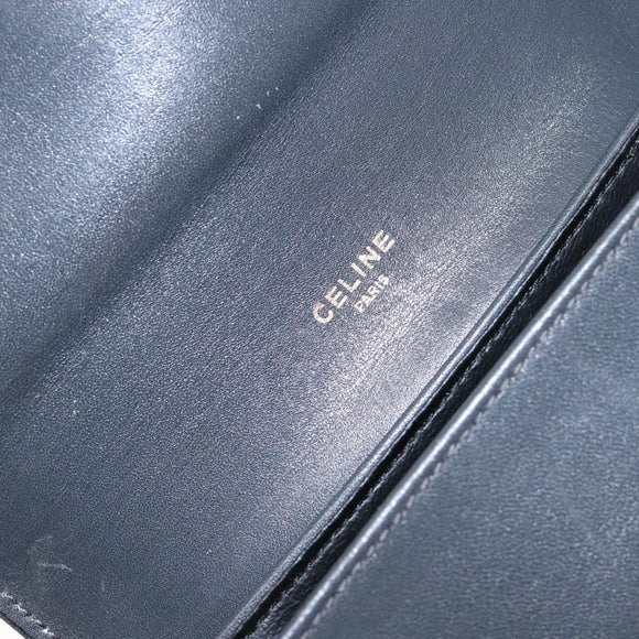 CELINE Shoulder Bag Leather Gray Gold Auth 139263