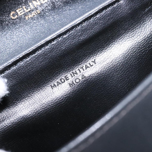 CELINE Shoulder Bag Leather Gray Gold Auth 139263