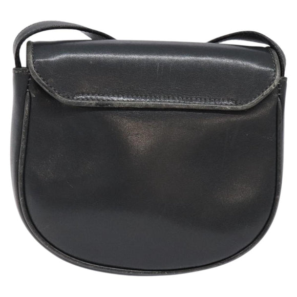 CELINE Shoulder Bag Leather Gray Gold Auth 139263