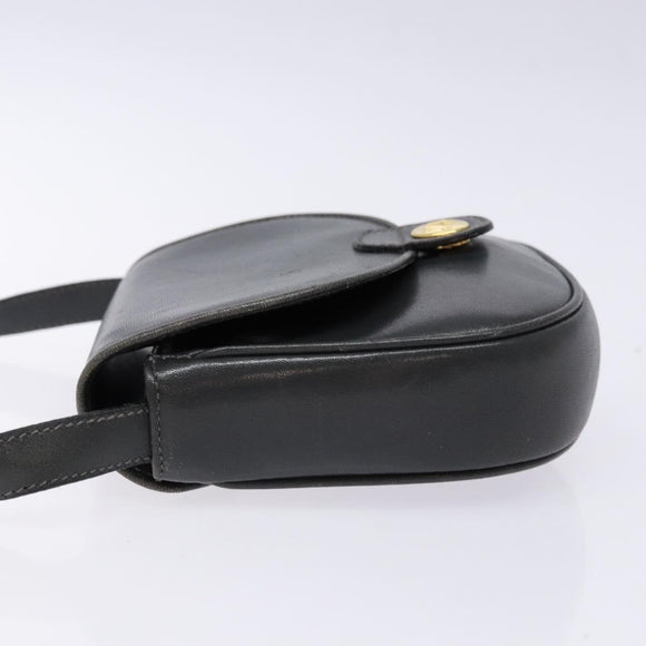 CELINE Shoulder Bag Leather Gray Gold Auth 139263