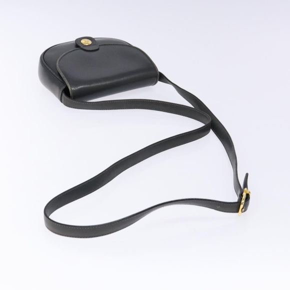 CELINE Shoulder Bag Leather Gray Gold Auth 139263