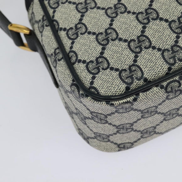 GUCCI GG Supreme Sherry Line Shoulder Bag PVC Navy Gold 904 02 049 Auth 139268