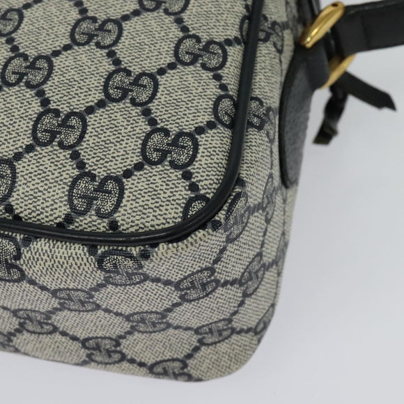 GUCCI GG Supreme Sherry Line Shoulder Bag PVC Navy Gold 904 02 049 Auth 139268