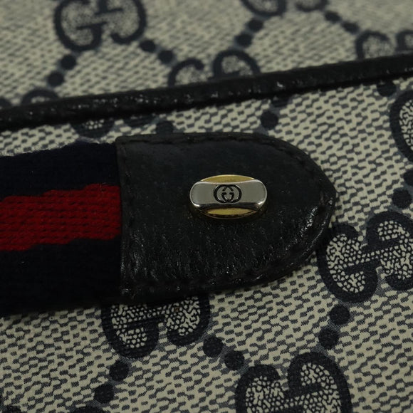 GUCCI GG Supreme Sherry Line Shoulder Bag PVC Navy Gold 904 02 049 Auth 139268