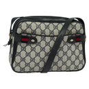 GUCCI GG Supreme Sherry Line Shoulder Bag PVC Navy Gold 904 02 049 Auth 139268-1