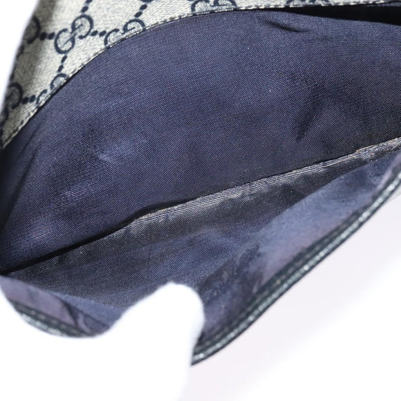 GUCCI GG Supreme Sherry Line Shoulder Bag PVC Navy Gold 904 02 049 Auth 139268