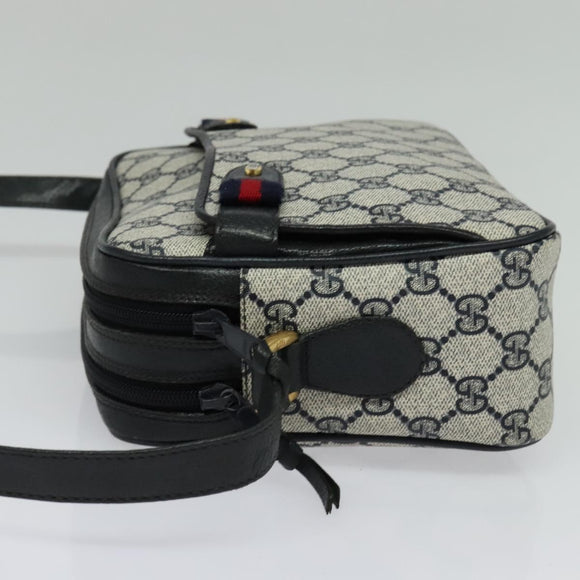 GUCCI GG Supreme Sherry Line Shoulder Bag PVC Navy Gold 904 02 049 Auth 139268